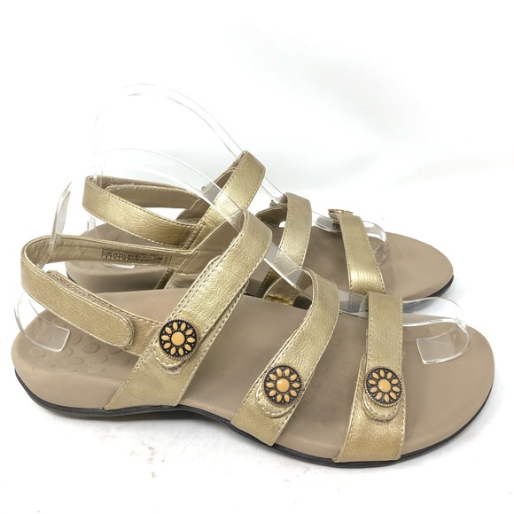 VIONIC Cathy Gold Patent Leather Sandals 8 WIDE - Picture 4 of 8